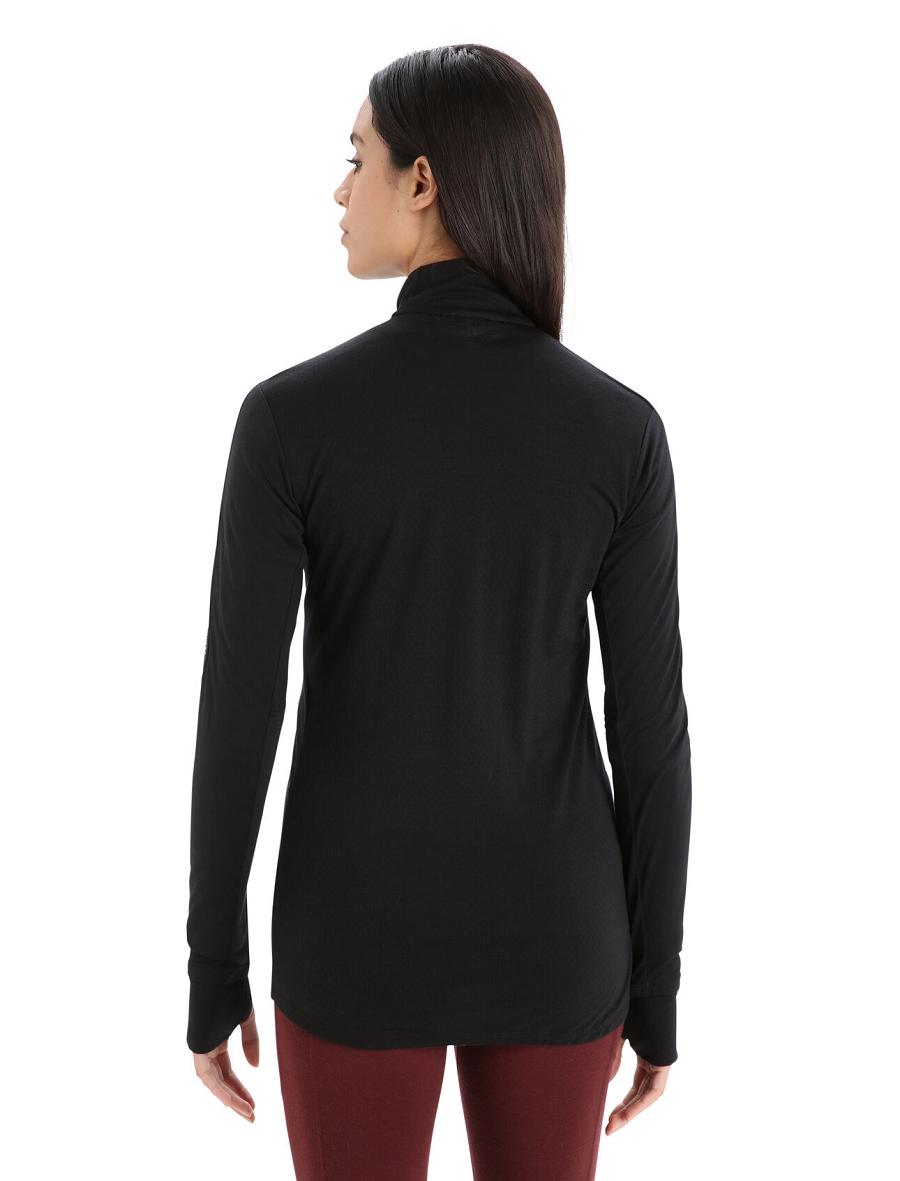 Sweat À Capuche Icebreaker ZoneKnit™ Merino Long Sleeve Zip Femme Noir | FR 1668SGLO